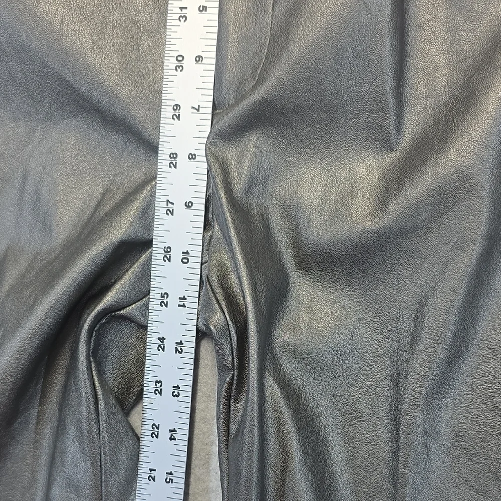 Anne Klein Gunmetal Faux Leather Straight Leg Pants Size 4 NWT